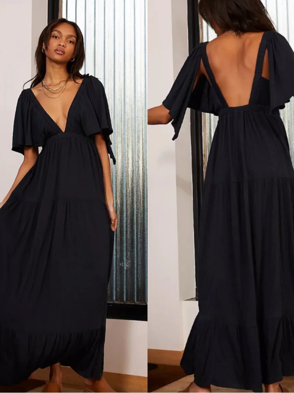 Free People FP Beach La La Maxi Dress – Black – Small